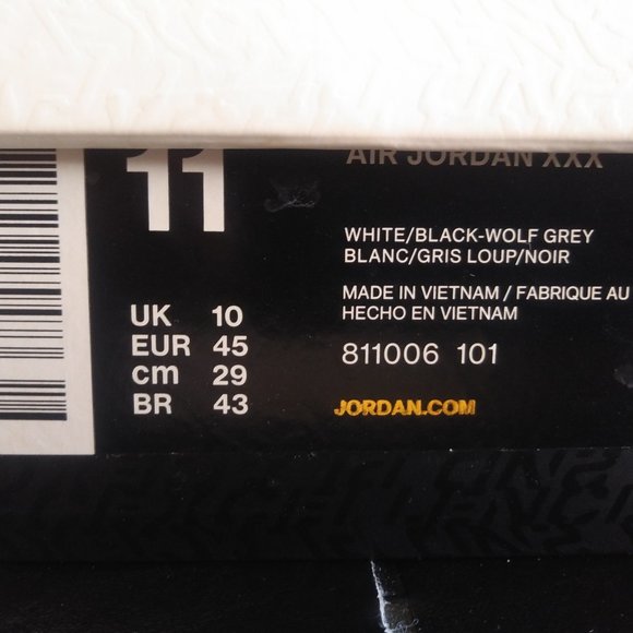 Jordan 30 White/Black-Wolf Grey (Slighty Customized) - Picture 6 of 15